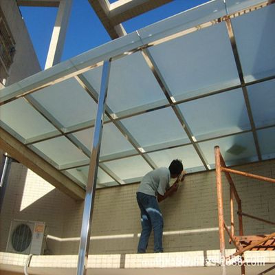 玻璃雨蓬 6+6夹胶钢化玻璃雨棚钢化公司大门雨棚不锈钢结构雨棚
