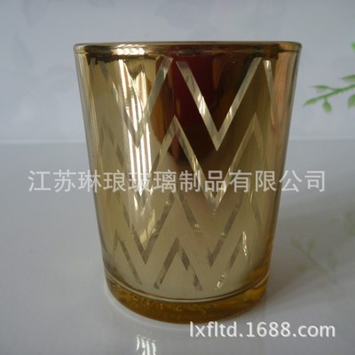 电镀玻璃杯 定做内电镀玻璃烛台 高档玻璃烛台 喷色玻璃杯 玻璃瓶