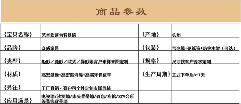 产品参数