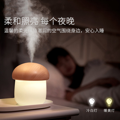 JS蘑菇灯USB加湿器迷你可爱创意静音卧室空调房家用喷雾保湿