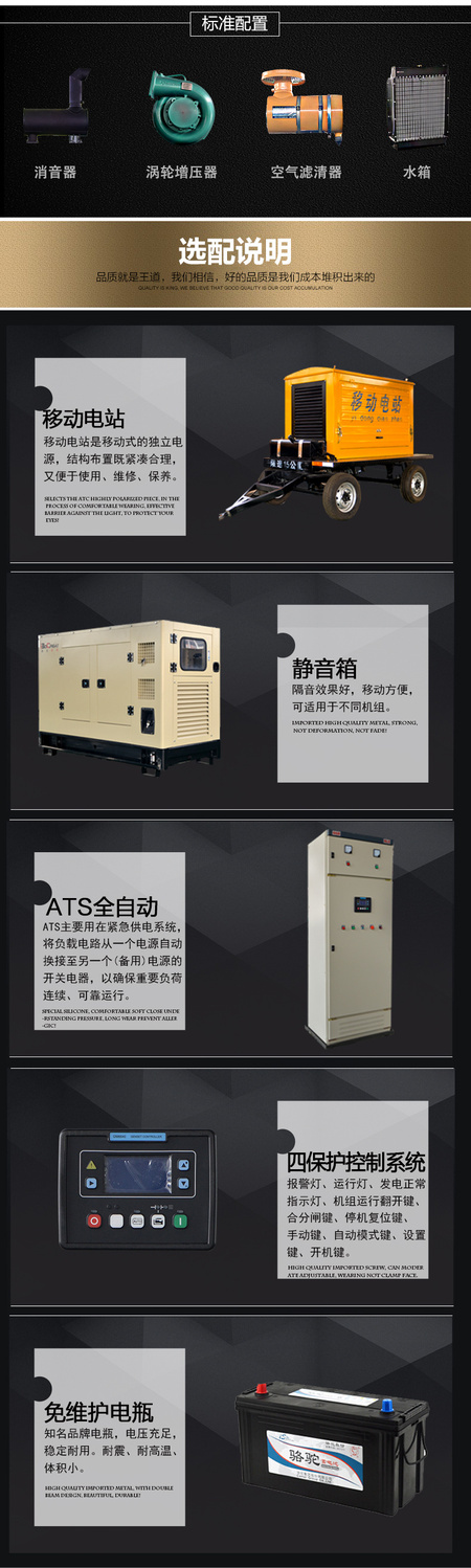 选配说明和标准配置