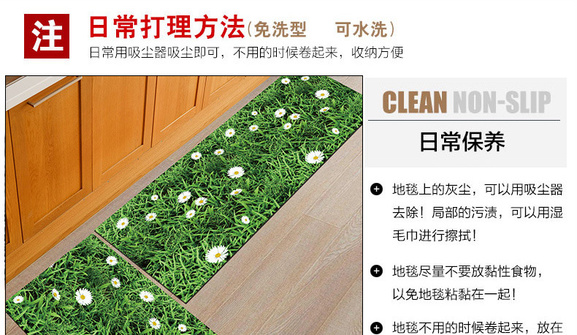 新品跨境印花ins防滑客厅床边地垫厨房地毯定制套装橱柜定制门垫