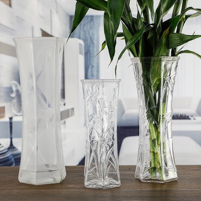 花瓶富贵竹中大号透明百合水培简约现代六角客厅桌面插花花瓶
