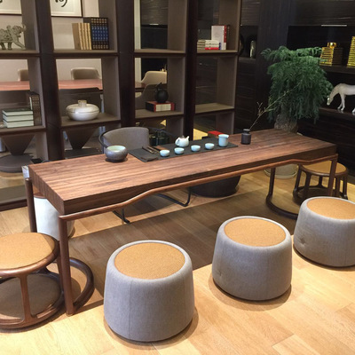 新中式茶桌禅意茶桌椅组合实木茶台功夫茶泡茶桌创意简约茶室家具