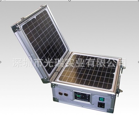 30W手提折叠式太阳能发电系统 防水太阳能发电机箱