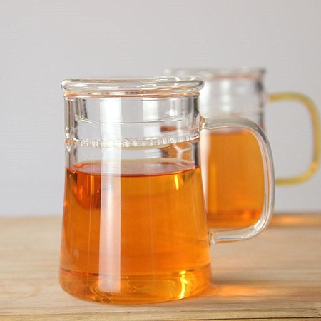 加厚玻璃水杯月牙杯耐热玻璃泡茶杯玻璃过滤耐高温茶杯玻璃