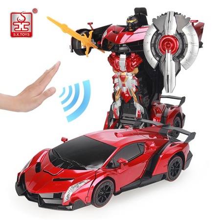 胜雄感应变形遥控汽车金刚兰博基尼赛车充电动机器人儿童玩具男孩