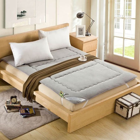 珊瑚绒竹炭印花床垫床褥 可折叠羊羔绒法兰绒加厚软床垫1.8米