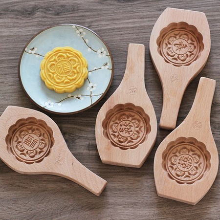 木忆冰皮传统月饼南瓜饼干绿豆糕点馒头面食品木质烘焙模具