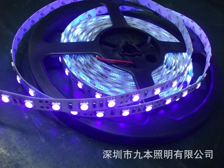 LED5050 60灯/米UV紫外线杀菌紫光灯带 不防水UV灯条 12V白板UV