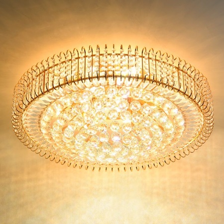 欧式led客厅灯金色圆形水晶灯吸顶灯饰卧室餐厅吊灯厂家直销灯具