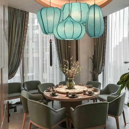 新中式吊灯中国风禅意复古餐厅客厅创意茶室会所仿古布艺灯笼灯具