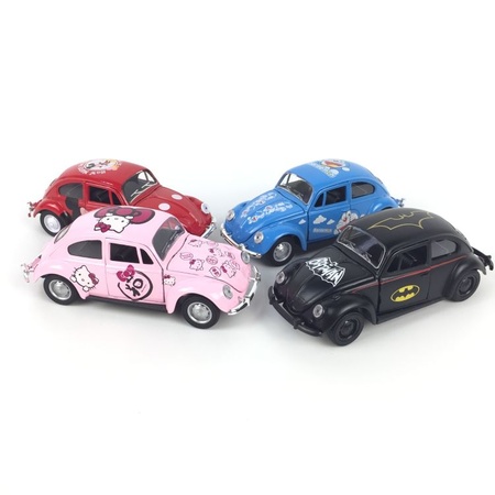 跨境Q版迷你凯蒂猫合金车模 1：32叮当猫甲壳虫回力汽车模型玩具