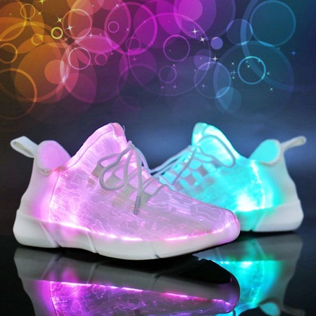 亚马逊2018新款usb充电光纤发光灯鞋 情侣潮流休闲鞋 儿童发光鞋