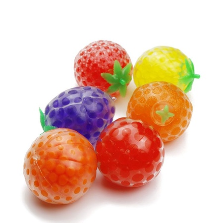 外贸热销发泄球新奇特彩珠子挤压TPR成人玩具草莓水果葡萄球