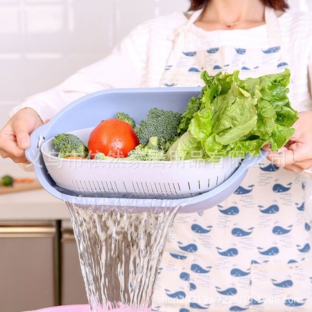 家用双层果盘塑料沥水篮洗水果篮菜篮厨房淘菜篮子洗菜篮洗菜盆