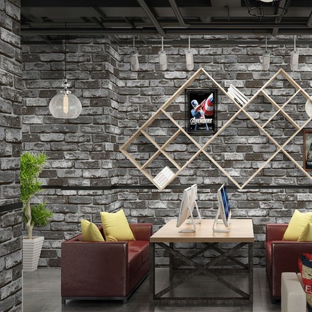 工业loft风 pvc3d砖纹石头墙纸 服装店酒店饭店工程装修装饰壁纸