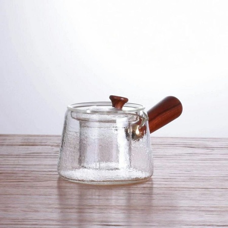 日式手工锤目纹玻璃茶壶电陶炉木把煮茶器功夫茶具煮茶壶厂家批发