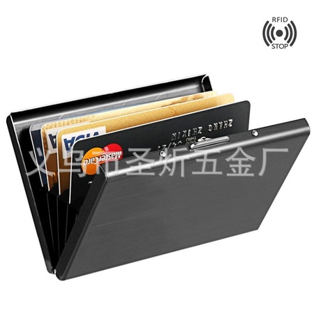 【工厂】不锈钢卡盒金属卡夹RFID钱夹黑钛/拉丝卡盒现货