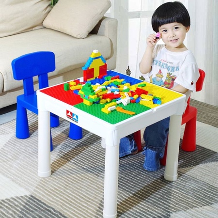 潮宝积木桌学习兼容大小颗粒多功能益智拼插早教儿童玩具3-5-7岁