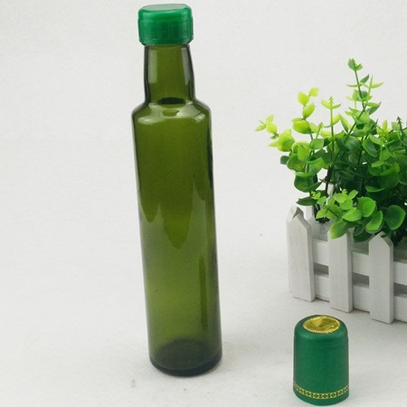 直销橄榄油瓶 透明加厚无铅玻璃瓶 现货批发250ml墨绿色圆形油瓶