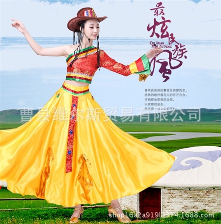 藏族女裝舞蹈服飾民族藏族舞臺表演服裝臧族女藏族大擺裙民族服飾