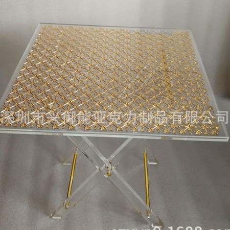 亚克力桌子 土豪金咖啡桌 亚克力透明家具 有玻璃折叠桌