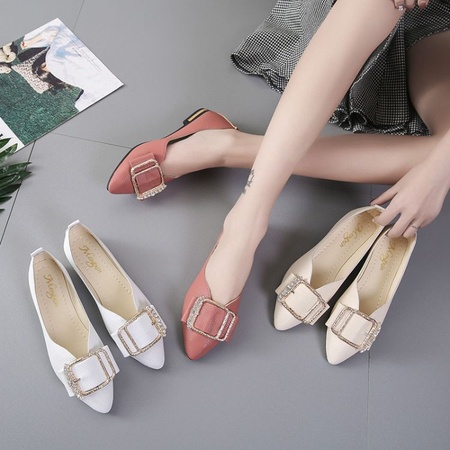 摩耐克韩版单鞋新款低跟平底鞋尖头女休闲上班鞋时尚潮流新款女鞋