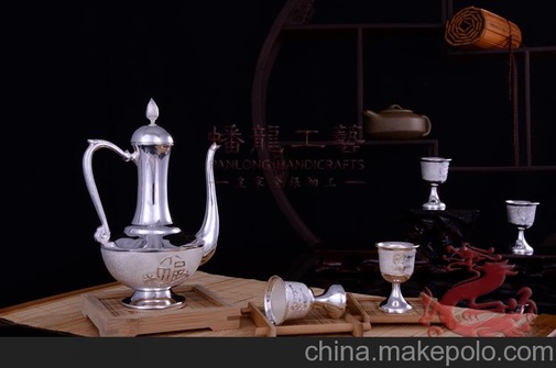 供应蟠龙工艺BB03金属工艺品 手工银器 福寿银酒具