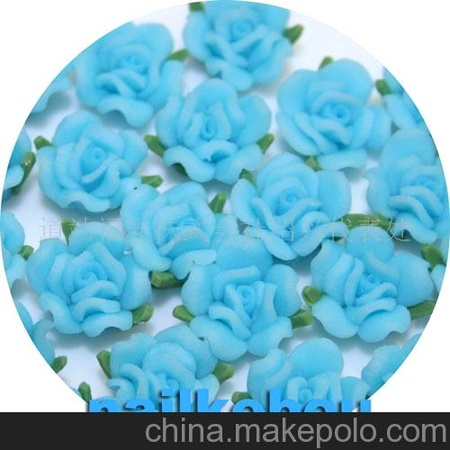 时尚饰品 软陶花 手机美容 美甲 浅蓝16mm