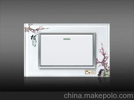 专业生产118系列墙壁开关 水晶（带梅花）一开大板开关批发
