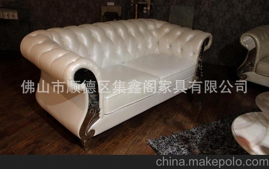 别墅会所酒店后现代新古典简欧客厅拉扣真皮沙发 超顾家工艺SF330