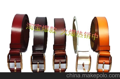 寸1 精选整张牛皮，百搭仿古针扣时装带