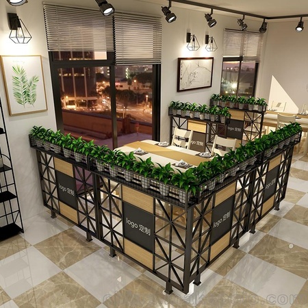 铁艺矮隔断 简约客餐厅卡座绿植花架 酒吧屏风 过道护栏墙装饰