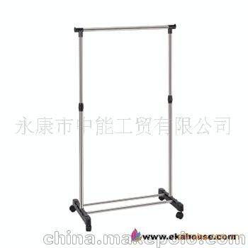厂家供应可折叠可伸缩不锈钢晾衣架，带滚轮晾衣架