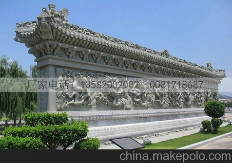 供应石雕影壁照壁 园林景观九龙壁文化墙 中国龙影壁浮雕壁画雕刻