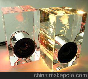 水晶3D内雕玫瑰YX_3322音箱 情人节生日礼品 结婚纪念礼物