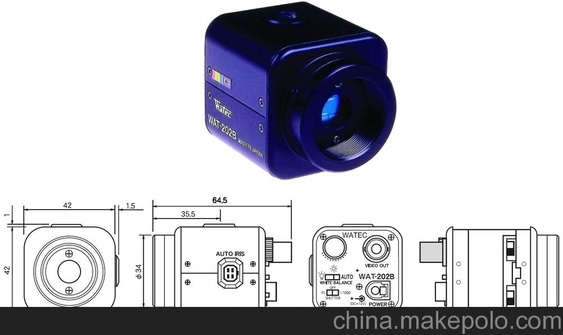 WATEC彩色摄像机WAT-202D工业彩色CCD摄像