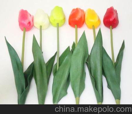 手感pu仿真花郁金香 塑胶花干花假花绢花客厅装饰花大小手感材料