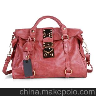 2011新款MIUMIU缪缪1505油腊皮 女包粉红色全皮包包