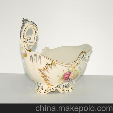 生产商 15寸欧式水果碗 纯手工描金 酒店家居用品 高档尊贵