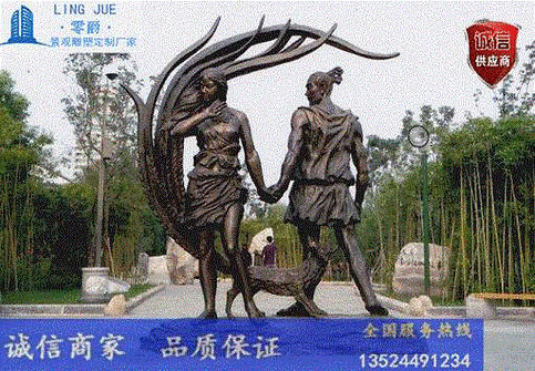 上海园林景观人物小品铸铜雕塑-不锈钢人物摆件设计和制作