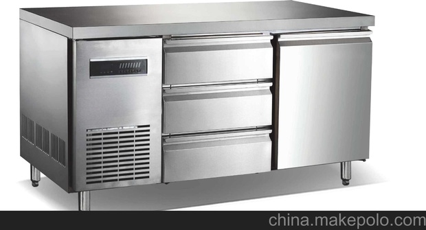 广东冰柜 百利一门三抽屉不锈钢平冷工作台冰箱 家用小冰柜