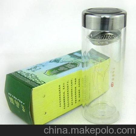 300ML双层隔热高硼硅透明泡茶水杯广告促销赠品直杯玻璃杯订制