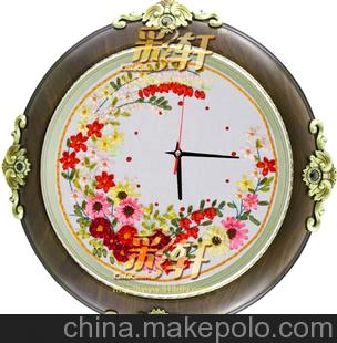 彩轩品牌丝带绣批发 钟表挂画套件 花好月圆