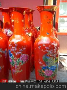 红色 景德镇鱼尾瓶 门面 大厅 酒店装饰 陶瓷 落地大花瓶 MA106