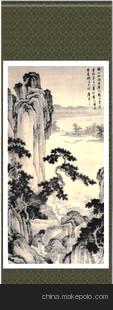 鼎泰 唐寅山水画079 丝绸卷轴挂画 名人字画 精品装 国画