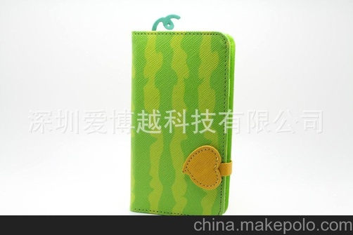 厂家直销新款三星I9500 S4水果图案pu手机皮套插卡支架手机套