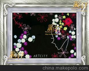 彩轩品牌丝带绣批发 人物挂画套件 娇媚