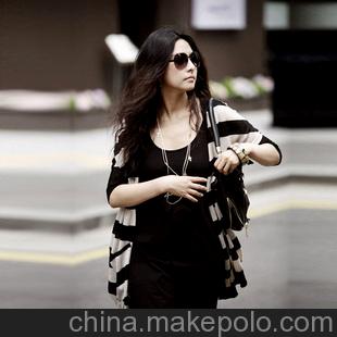 2012秋装新款条纹针织衫女开衫韩版长款七分袖毛衣针织外套